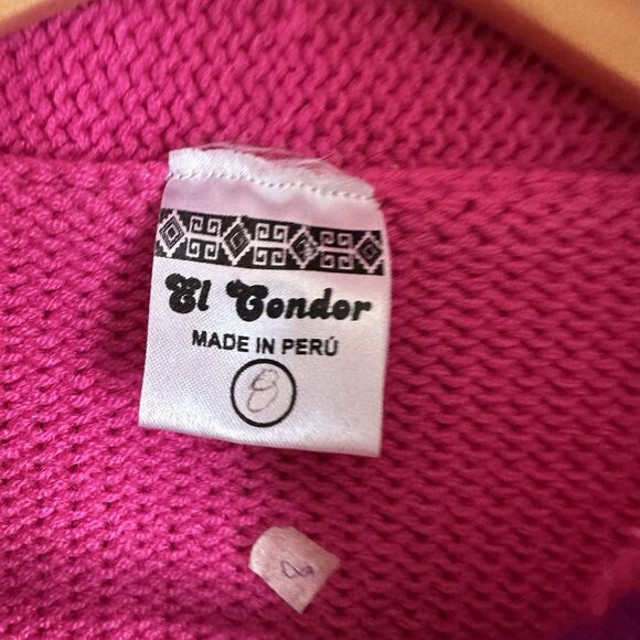 Girls  Embroidered Cardigan Made In Peru pink  embroidered size 8 - Picture 2 of 9